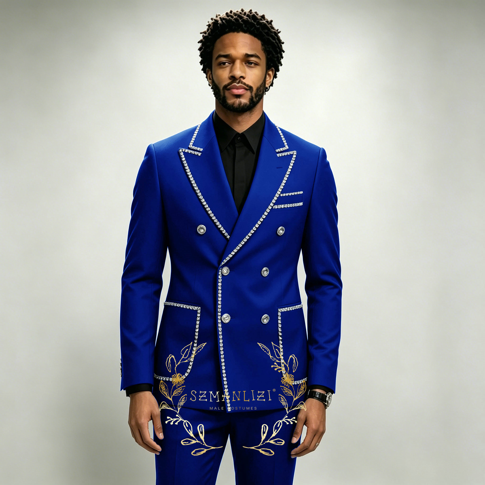 Luxury Men's Suits 2 Pieces Ro - Men Formal Wear Blue 评论和价格
