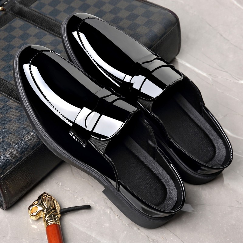 Men Black Patent Leather Mules - Formal Men Daily Wear Slippers 评论和价格