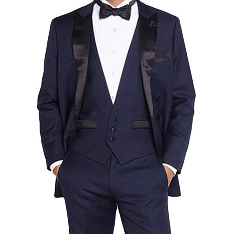 Navy Blue Wedding Groomsmen Tu - Men Formal Wear Blue 评论和价格