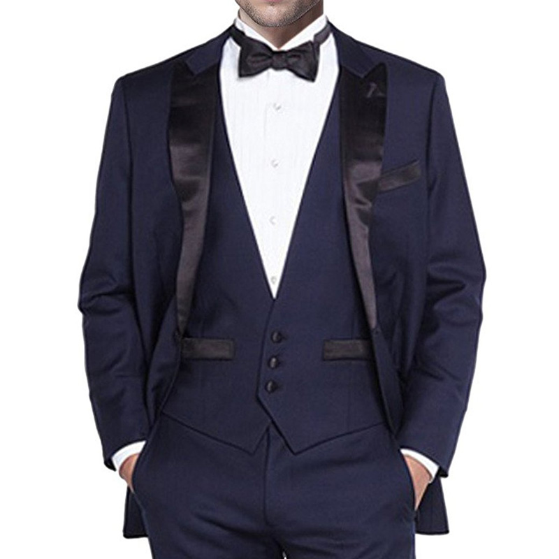 Navy Blue Wedding Groomsmen Tu - Men Formal Wear Blue 评论和价格