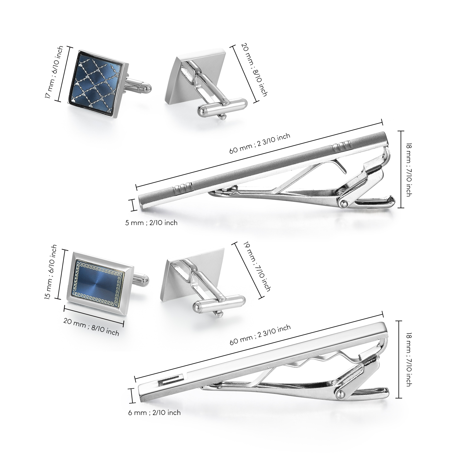 Tie Clip And Cufflink Set To M - Cufflinks Silver Set 评论和价格