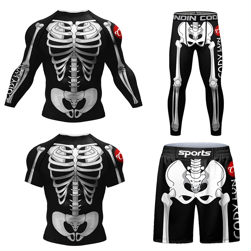 New Skull Rashguard Jiu Jitsu  - Young Men Formal Wear 评论和价格