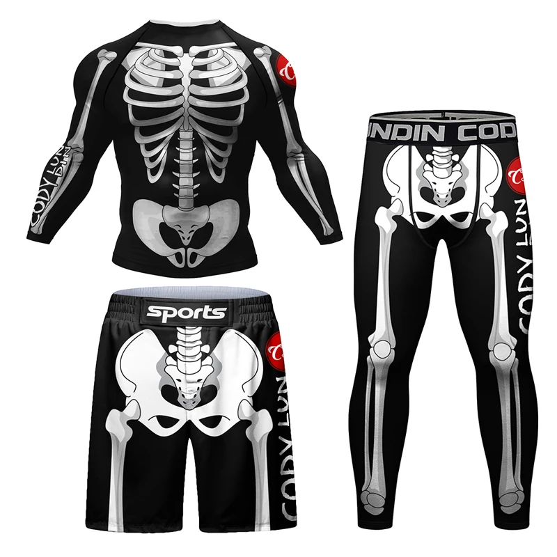 New Skull Rashguard Jiu Jitsu  - Young Men Formal Wear 评论和价格