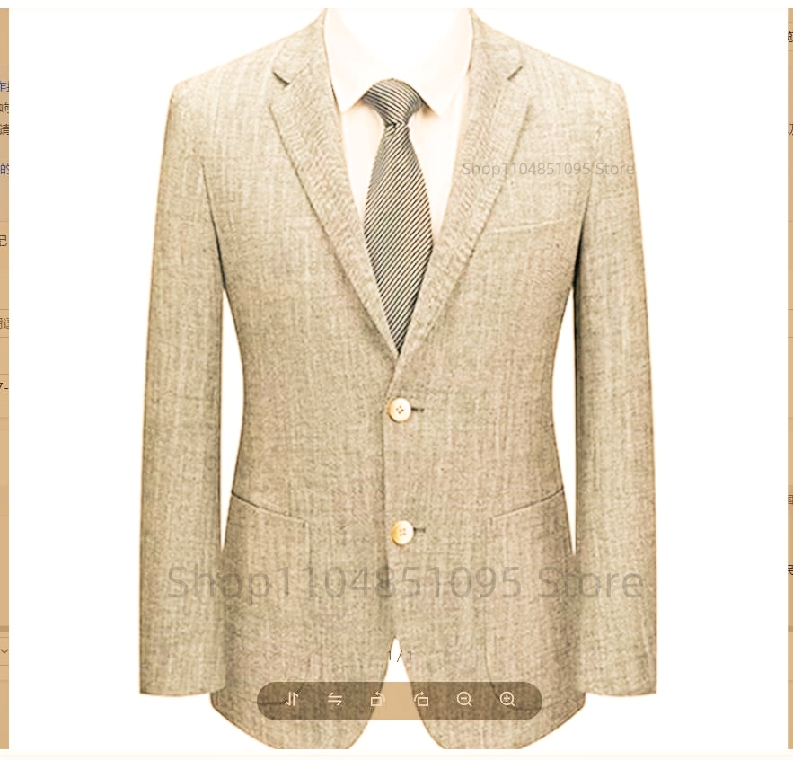 Men's Slim Fit Linen Suit Blaz - Men Formal Wear Blue 评论和价格