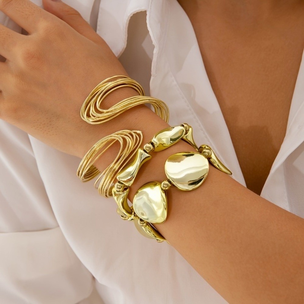 New Irregular Open Cuff Bracel - Cufflinks Silver Set 评论和价格