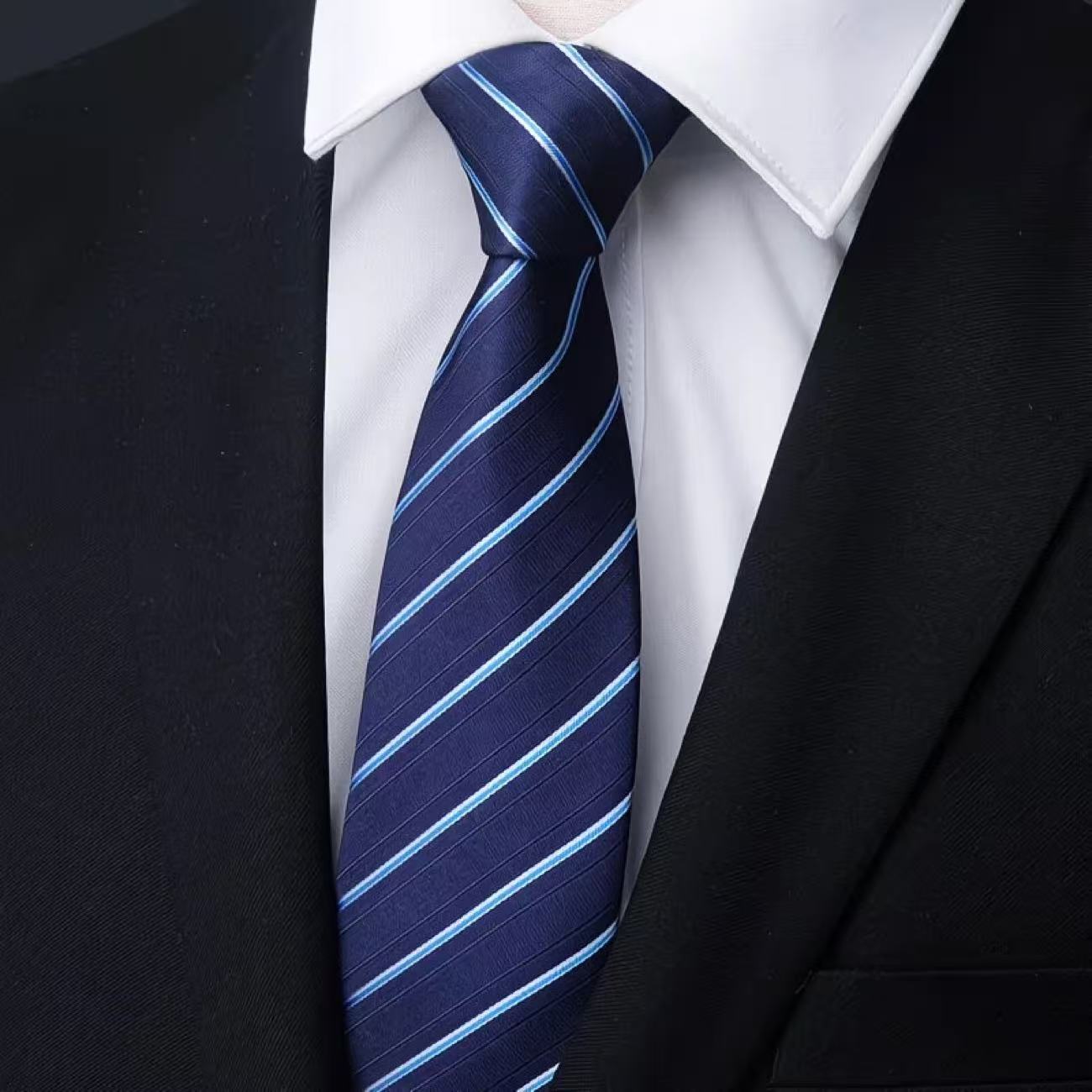 6Pcs Men's Zip Tie 8cm (3.15in - Men Formal Wear Blue 评论和价格