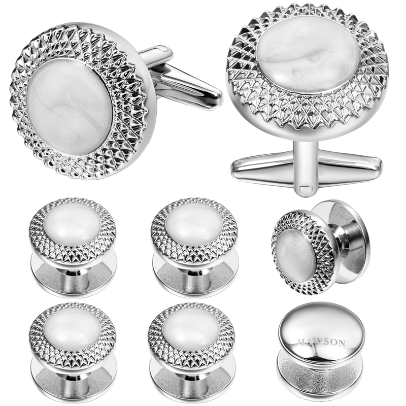 HAWSON Silver Plated Opal Shel - Cufflinks Silver Set 评论和价格