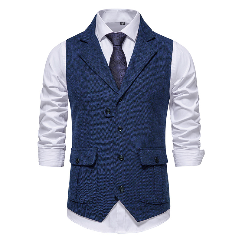 Men Suit Vest Herringbone Fabr - Young Men Formal Wear 评论和价格