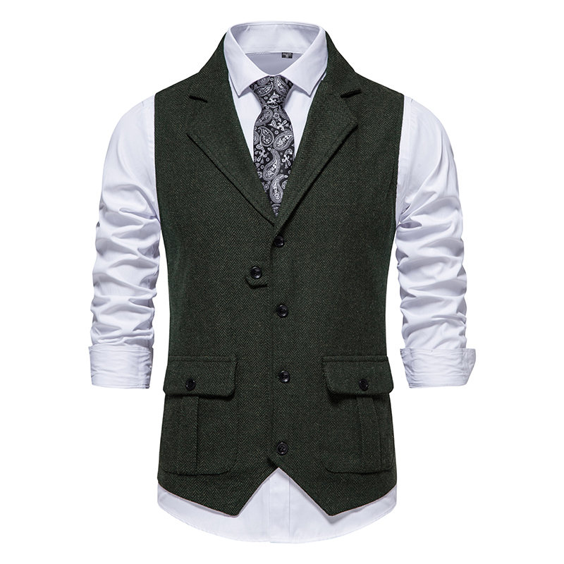 Men Suit Vest Herringbone Fabr - Young Men Formal Wear 评论和价格