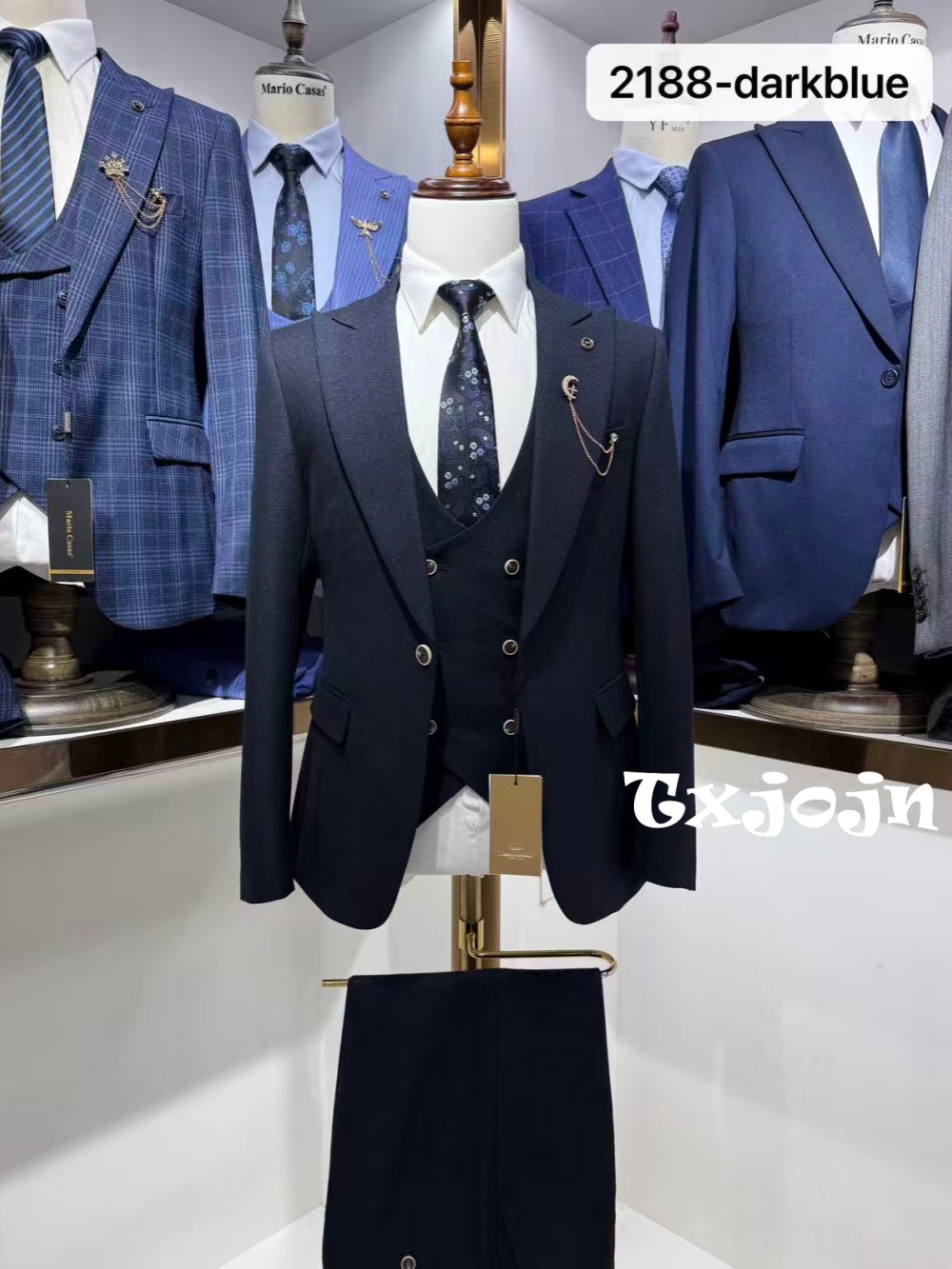 Dark Blue Men's Formal Suit Se - Men Formal Wear Blue 评论和价格