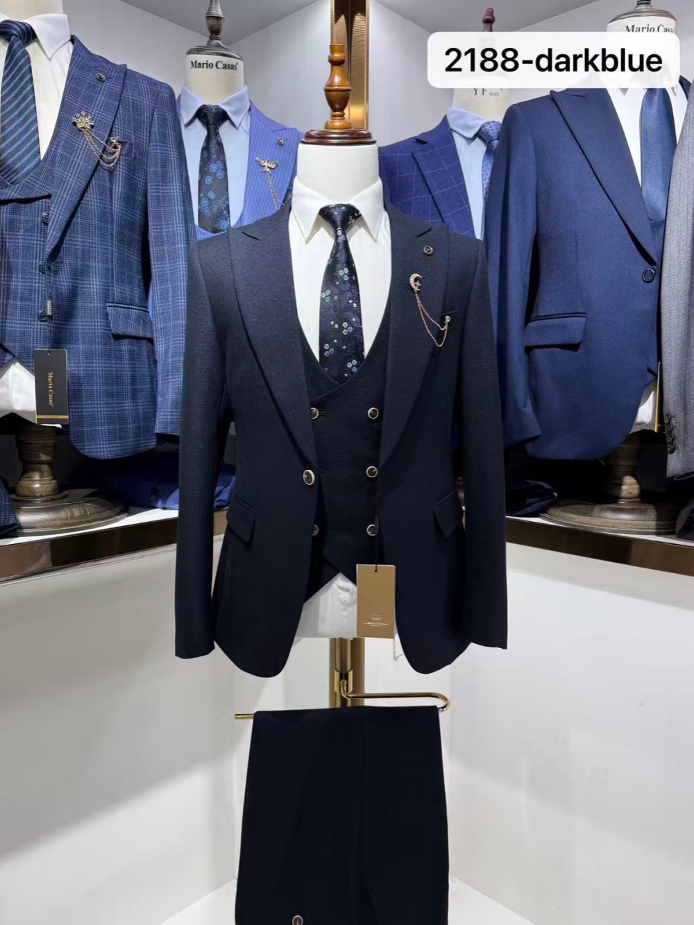 Dark Blue Men's Formal Suit Se - Men Formal Wear Blue 评论和价格