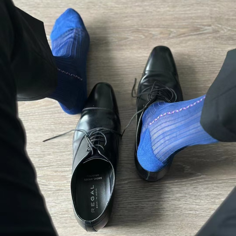 Male Dress Socks Blue Black Fo - Men Formal Wear Blue 评论和价格