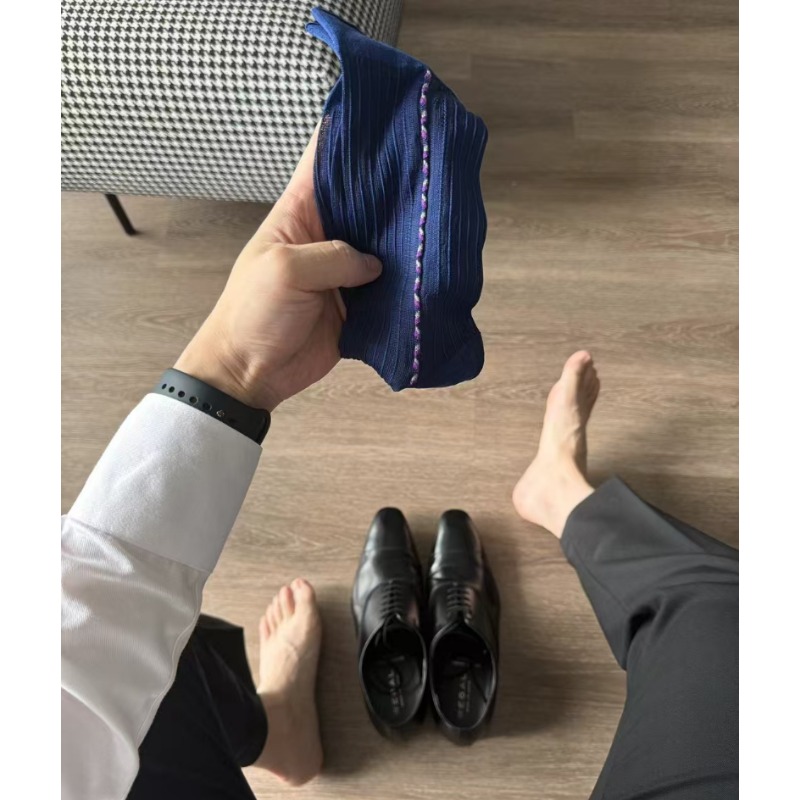 Male Dress Socks Blue Black Fo - Men Formal Wear Blue 评论和价格