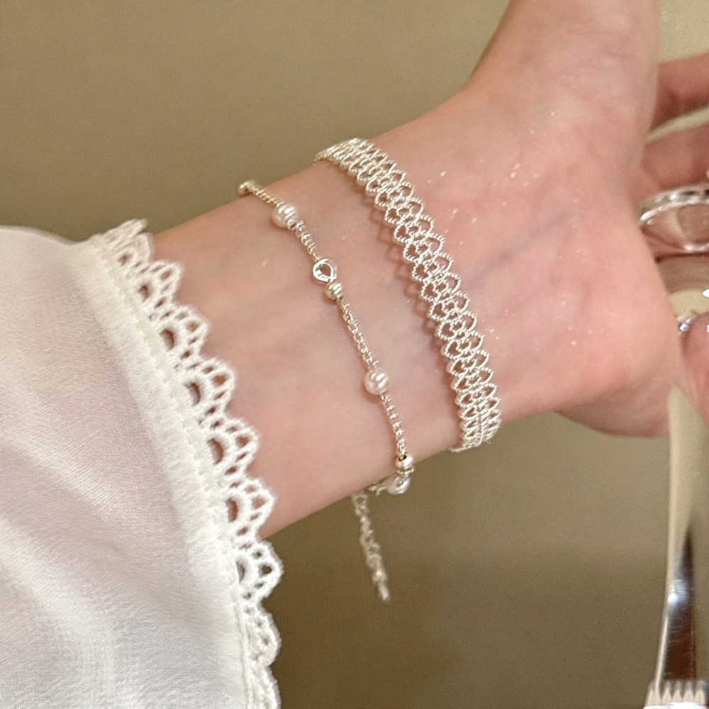 925 Sterling Silver Lace Hollo - Cufflinks Silver Set 评论和价格